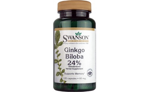 Ginkgo Biloba 24% 60mg Swanson hộp 120 viên của Mỹ - Bổ não, tăng cường trí nhớ